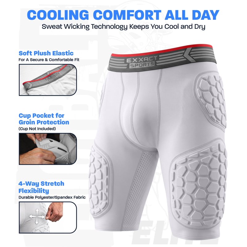 Adult Football Girdle with Protective Padding and Cup Pocket - Compression Shorts