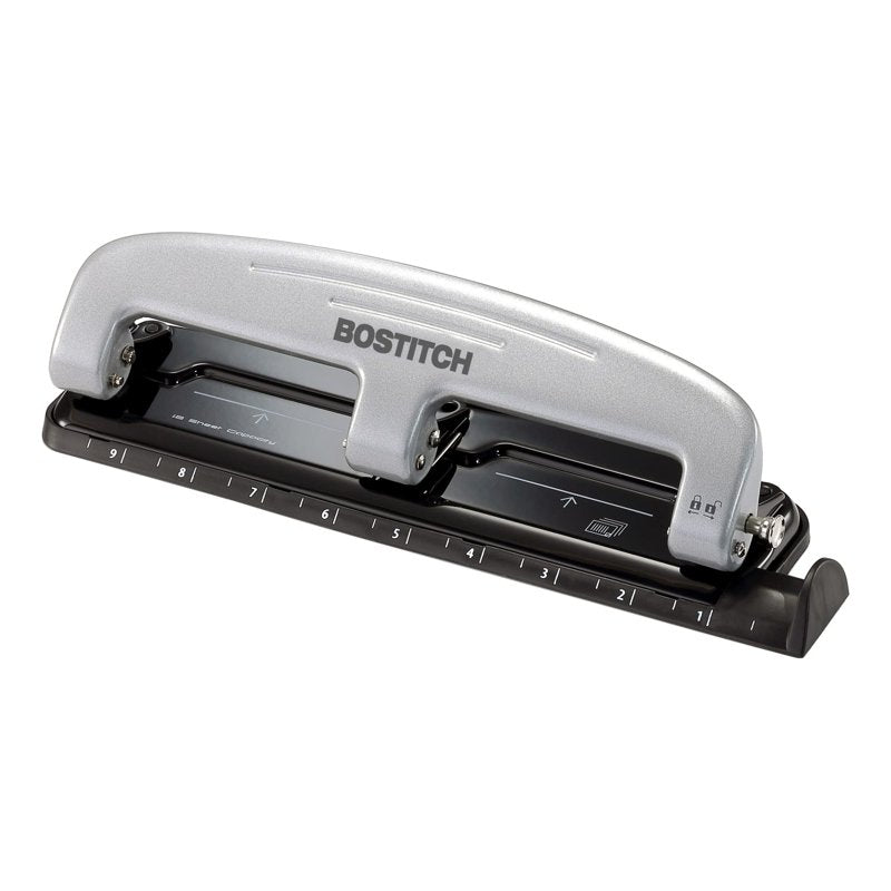 Heavy Duty Three-Hole Punch, 12 Sheets Capacity, Reduced Effort Office Tool