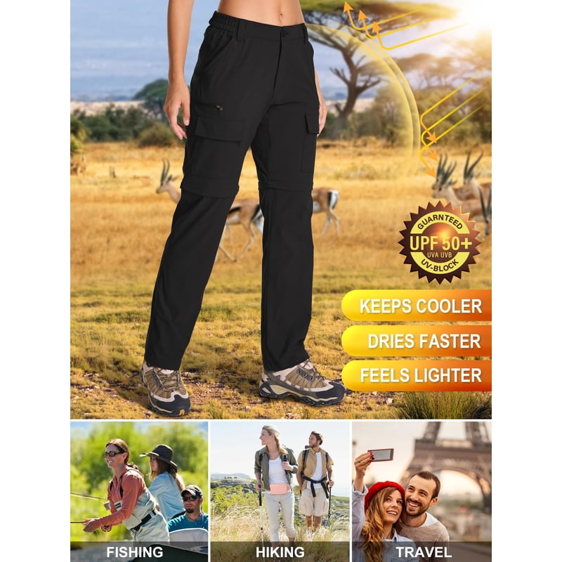 Women's Zip Off Convertible Cargo Pants for Hiking Camping Travel - Quick Dry & UV Protection