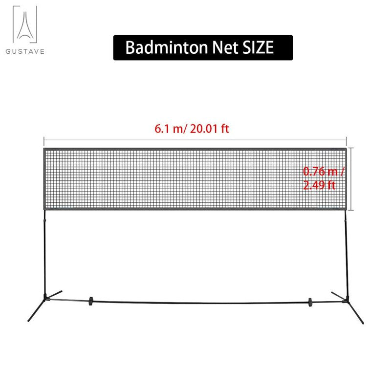 Portable Badminton Net Tennis Volleyball Mesh Set - 20x2.5ft Outdoor & Indoor Sports Net