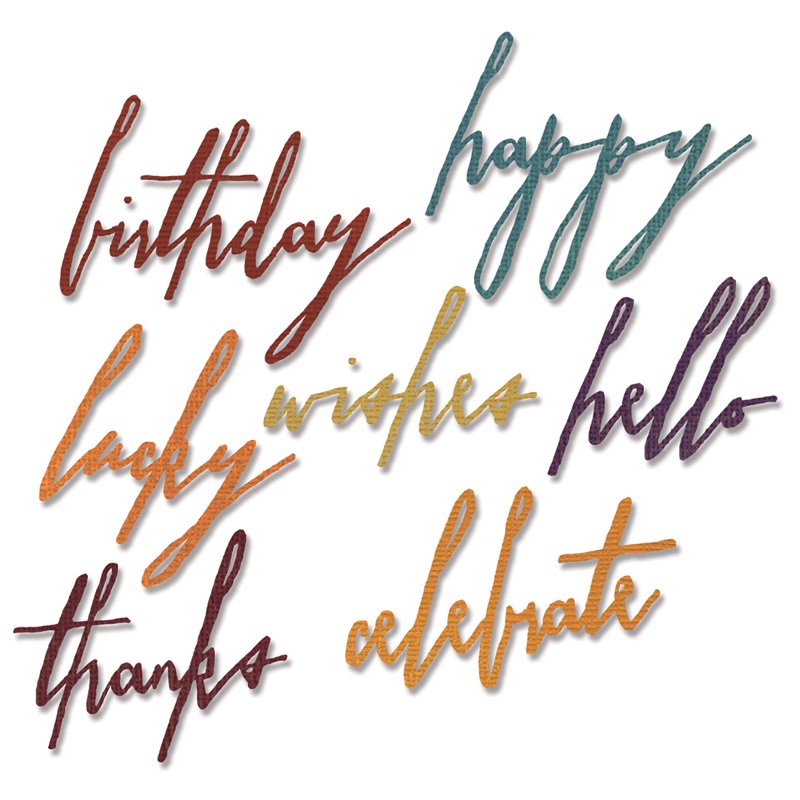 Sizzix Thinlits Dies by Tim Holtz - Handwritten Celebrate Design, 7 Pack