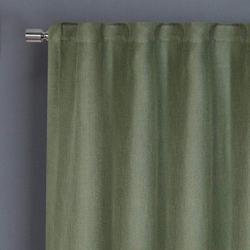 Blackout Linen Blend Curtain Panel with Rod Pocket - 50x95 Inches