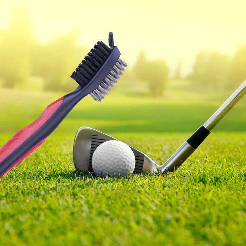Golf Club Groove Cleaner Brush Set with Retractable Zip-Line & Carabiner