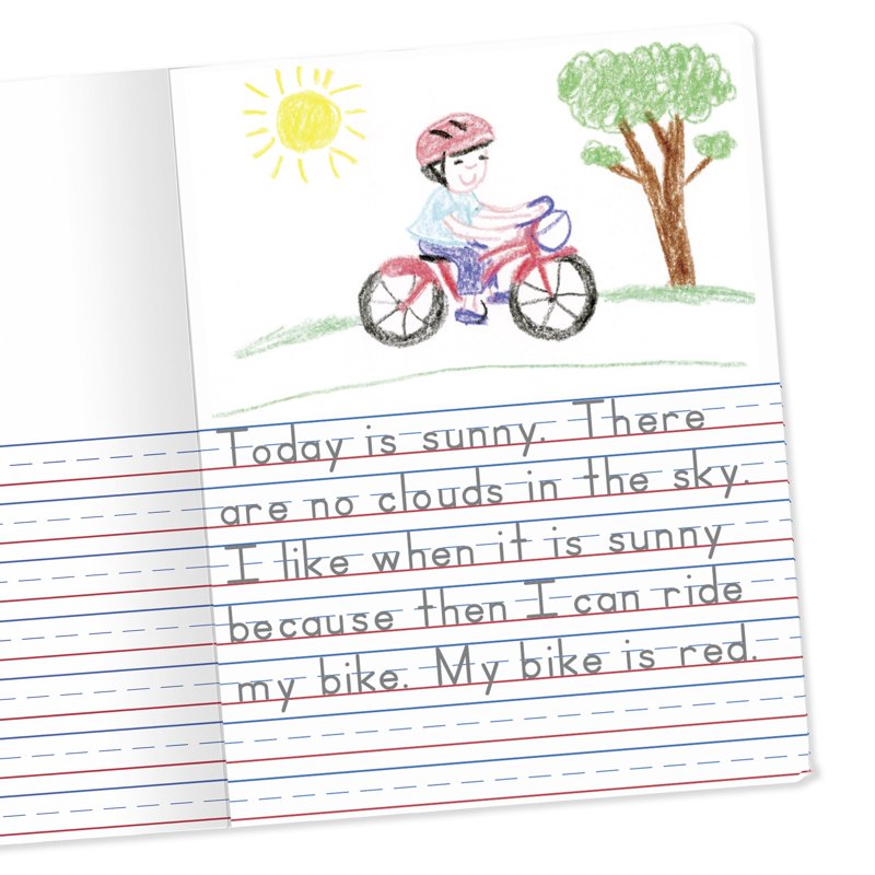Primary Student Journal for Grades K-2 - Half Page Ruled, 100 Sheets, 12 Pack