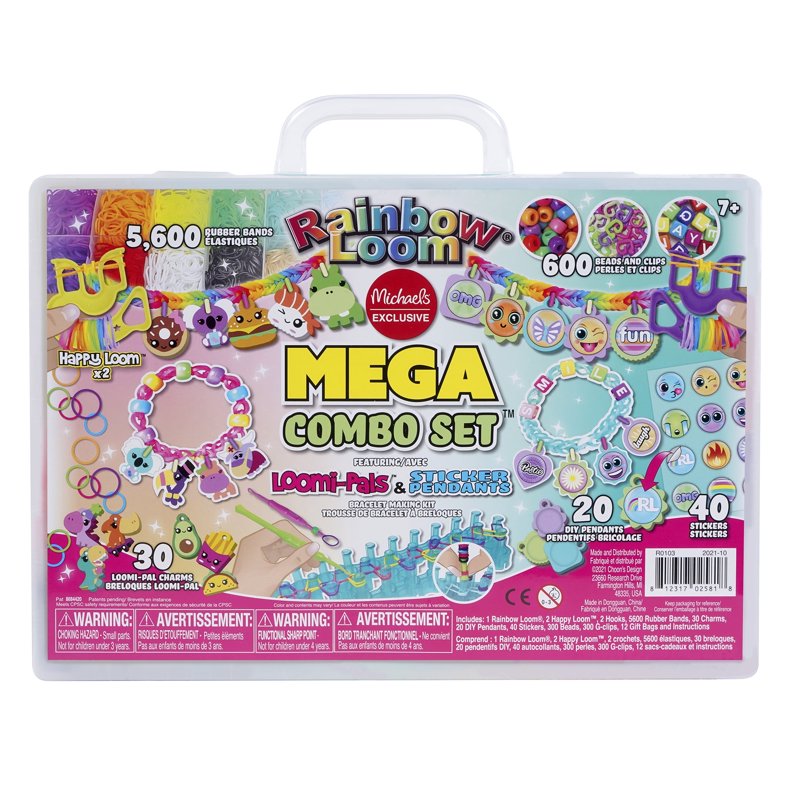 Kids Jewelry Making Kit Rainbow Loom Mega Combo Set with Rubber Bands Beads & Charms