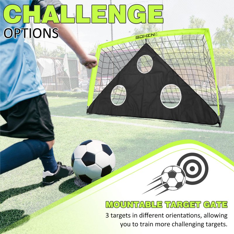 Portable Soccer Goal 6x4 Ft - Easy Fold, Light Green with Carry Bag