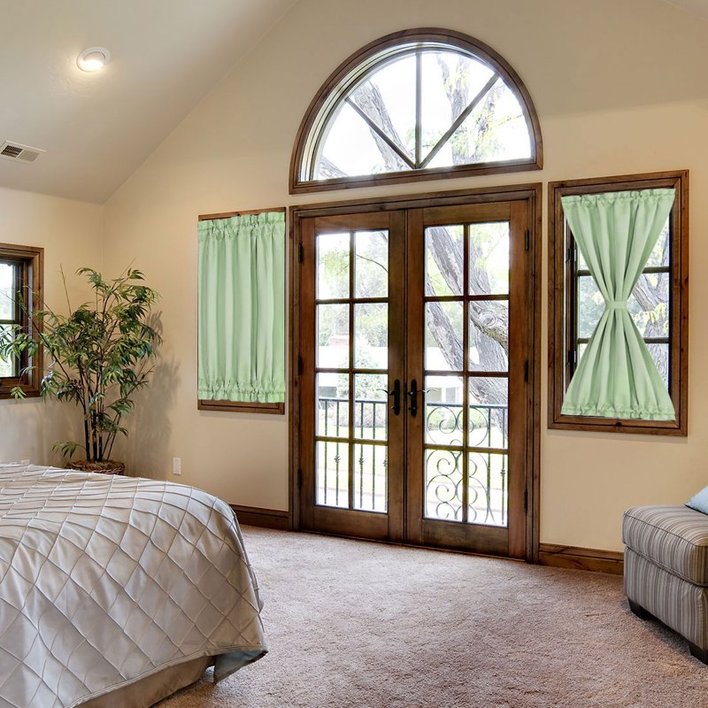 Solid Window Curtain Panel Light Green 25x40 Inches - Blackout Privacy Drapes