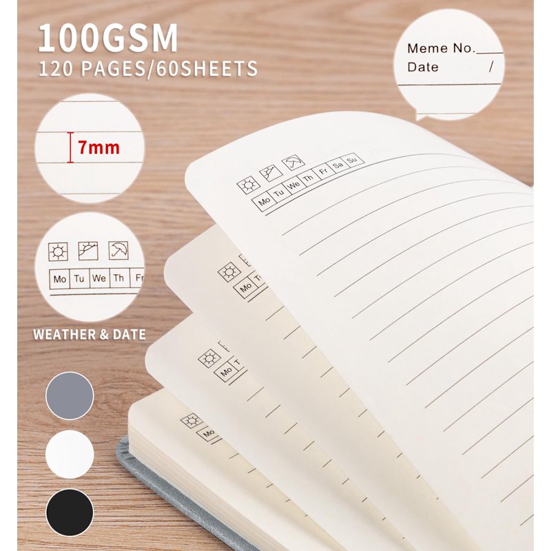 Alkalo 3 Pack Compact Pocket Journaling Notebooks - Small A6 Diaries with Pen Holder, 120 Pages Thick Paper