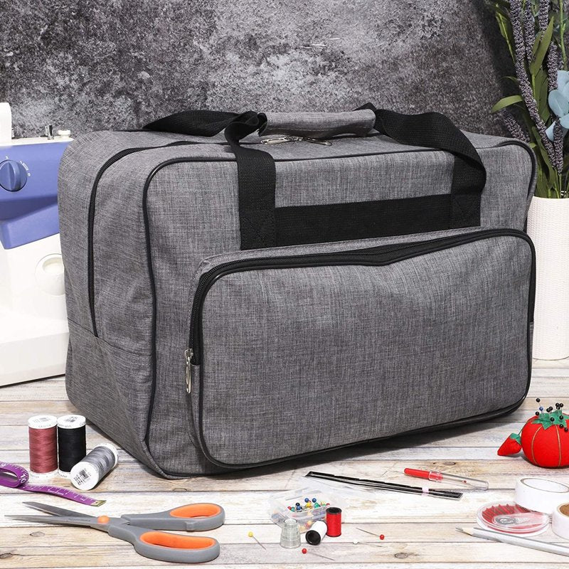 Sewing Machine Travel Case - Hard Side Organizer with Padded Handle & Shoulder Strap