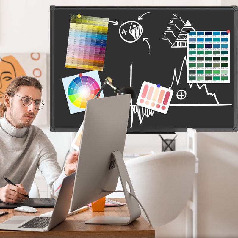 Large Magnetic Chalkboard for Wall - Dry Erase & Blackboard with Aluminum Frame