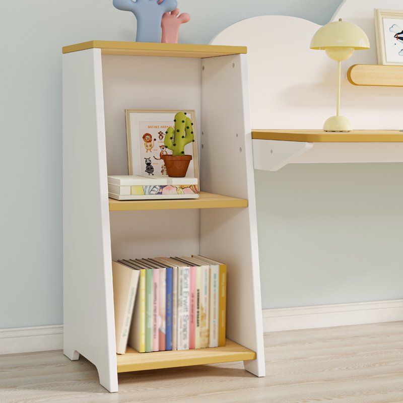 Kids Double Study Desk and Chair Set with Storage, Large Wooden Writing Table