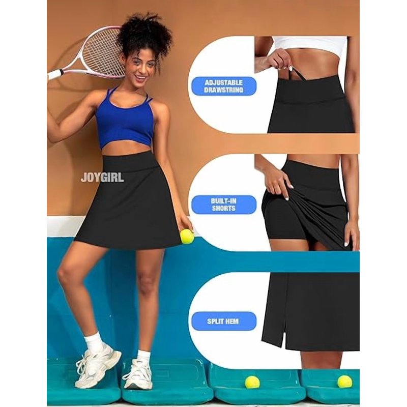 Women’s High Waist Knee Length Athletic Skort with Pockets - Tennis & Golf Skirt
