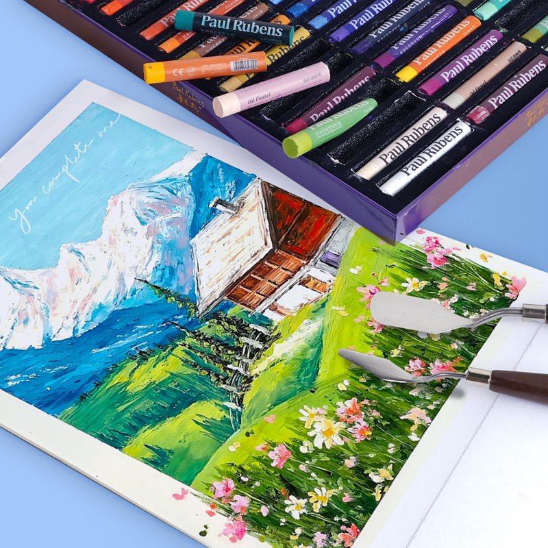 Oil Pastels Set 49 Vibrant Colors & 2 White for Artists Beginners Students