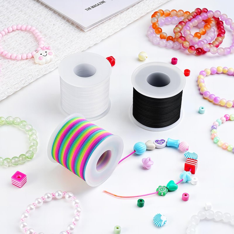 Elastic Beading Cord Kit with Scissors & Needle - 660ft Jewelry Making Supplies