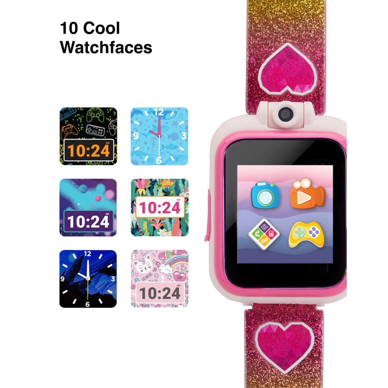 Kids Smartwatch and Earbuds Set - Rainbow Glitter Heart & Multiple Colors