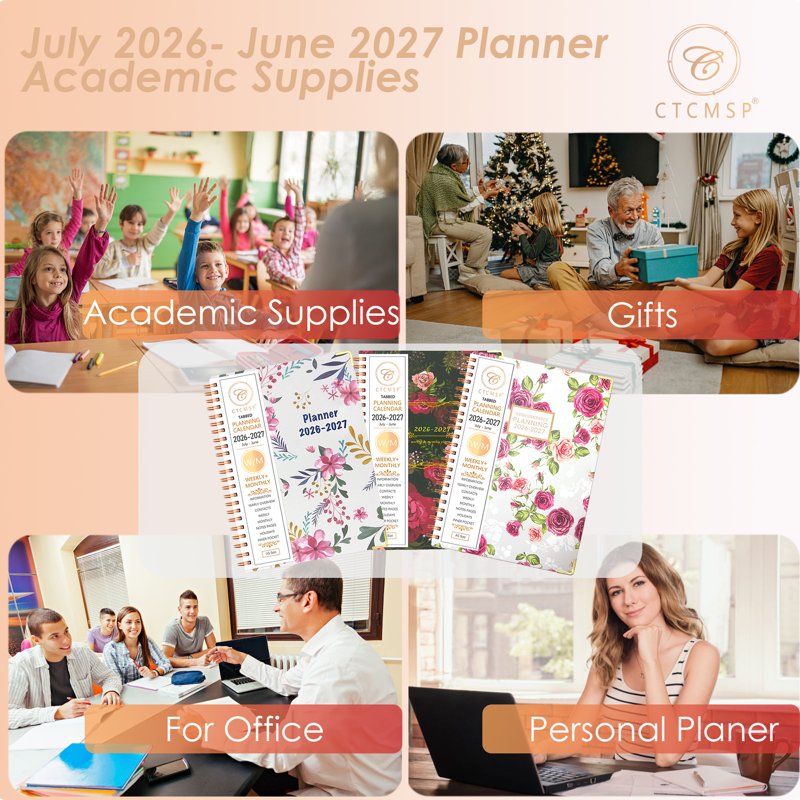 2026-2027 Academic Planner Notebook Floral Weekly & Monthly Organizer