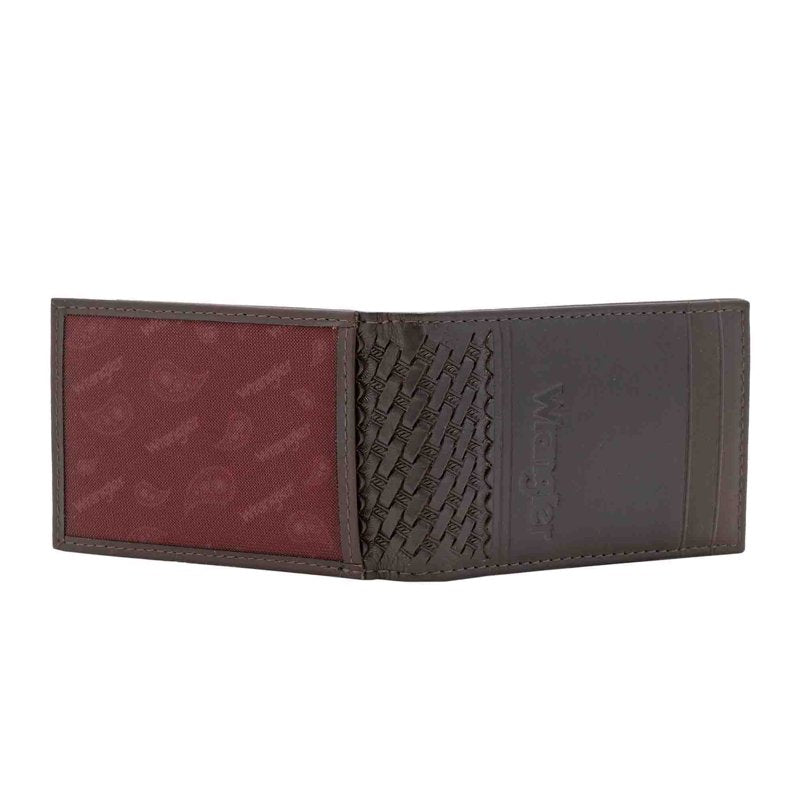 Men's Genuine Leather Wallet with Magnetic Closure and Basket Weave Design