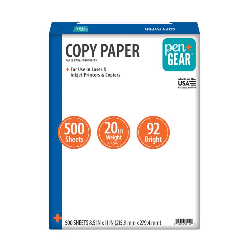 Office Copy Paper 8.5 x 11 White 20 lb Bright 92 - Ream of 500 Sheets