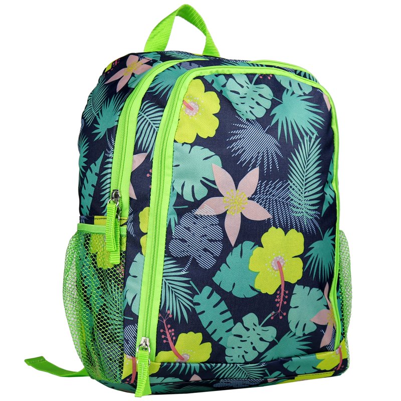 Kids Tropical Floral Backpack for Travel & School - Durable Polyester, Adjustable Straps