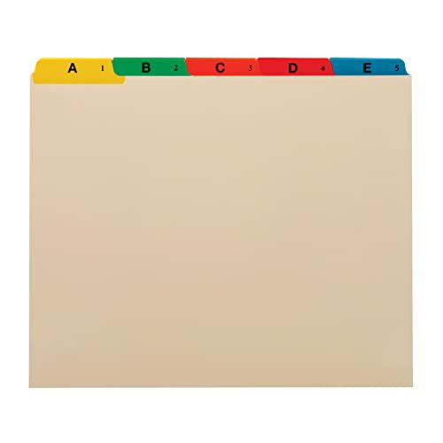 Letter Size Manila File Guides Pack of 25 - A to Z Organizer for Office & Home