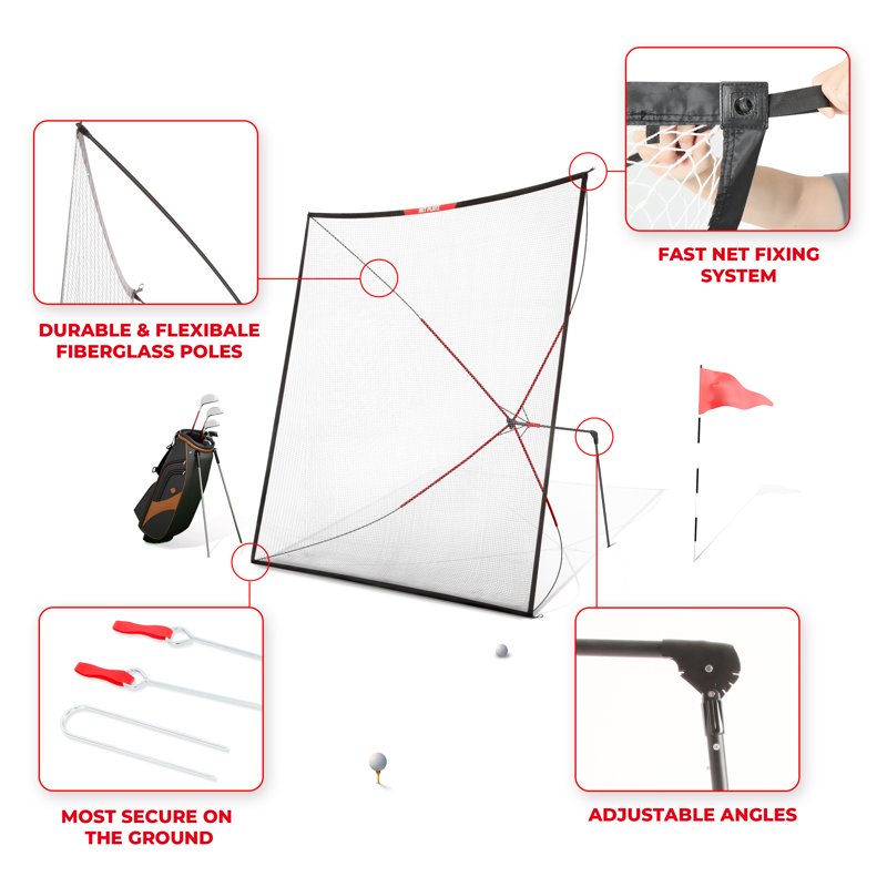 10 Ft Golf Practice Net with Auto-Return, Portable Hitting Net - Home Driving Range