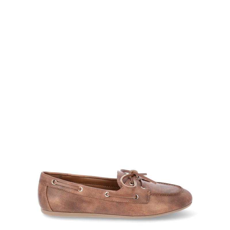 Women's Boat Shoes - Slip-On Canvas Loafers with Comfort Foam Insole