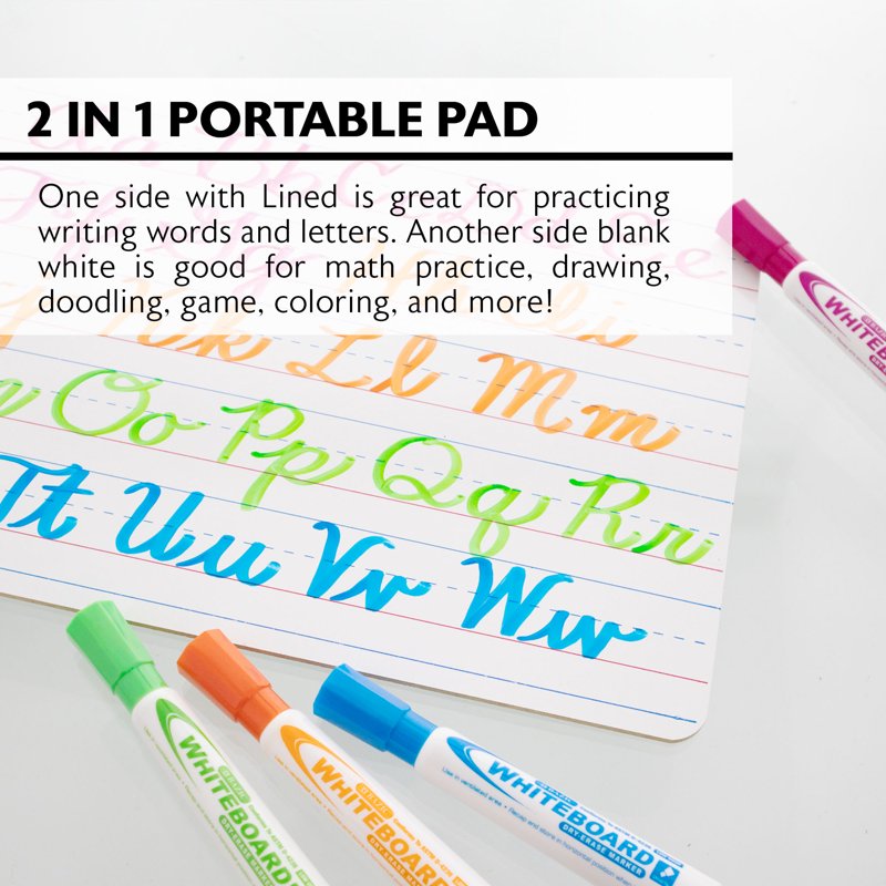 Dry Erase Lap Board 9x12 Inches Double-Sided Classroom & Office Use