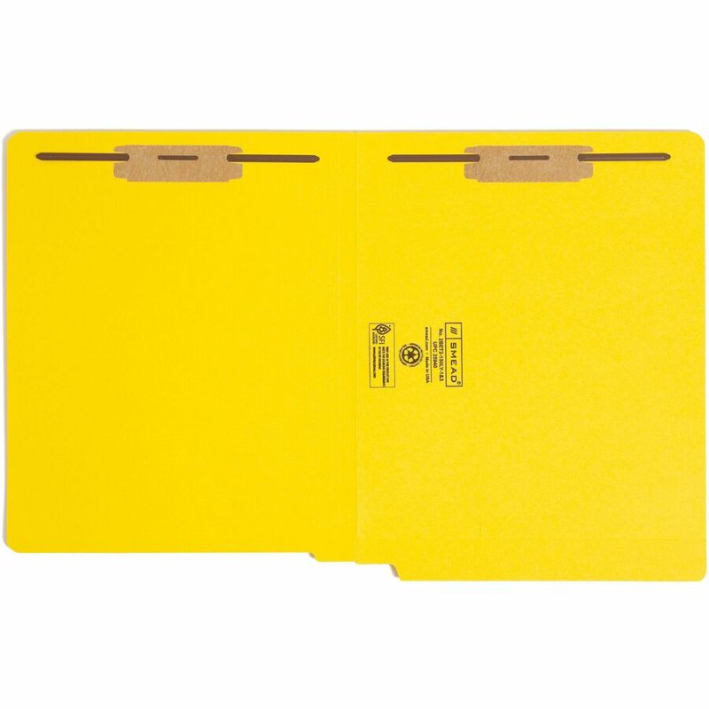 End Tab Fastener Folder - Yellow 2-Ply Letter Size, 50 Pack