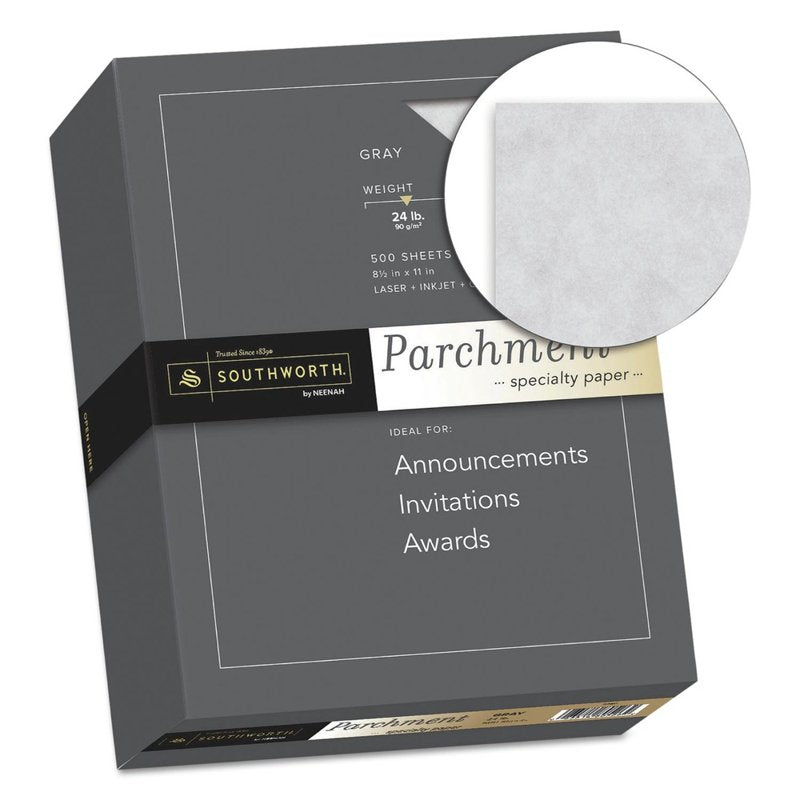24 lb Gray Parchment Specialty Paper - 8.5 x 11 Inch, Acid-Free, 500 Sheets