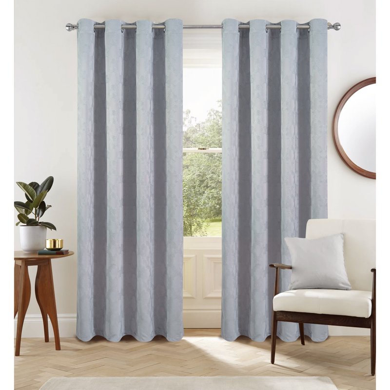Blackout Geometric Window Curtain Panel - 54x90 Inches, Grey or Black