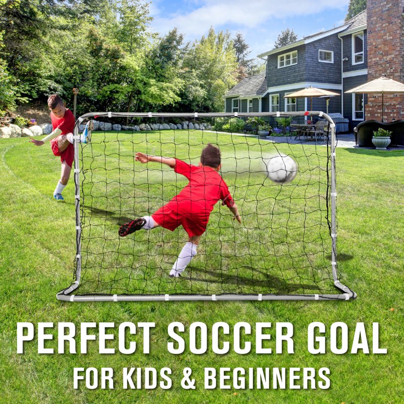 6' x 4' Easy Backyard Soccer Goal - Steel Frame, All-Weather Net, Stakes Included