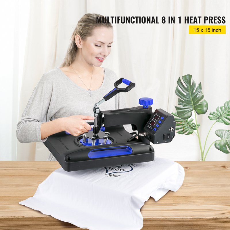 8-in-1 Commercial Heat Press Machine 15x15 Inch Sublimation T-Shirt Mug Cap