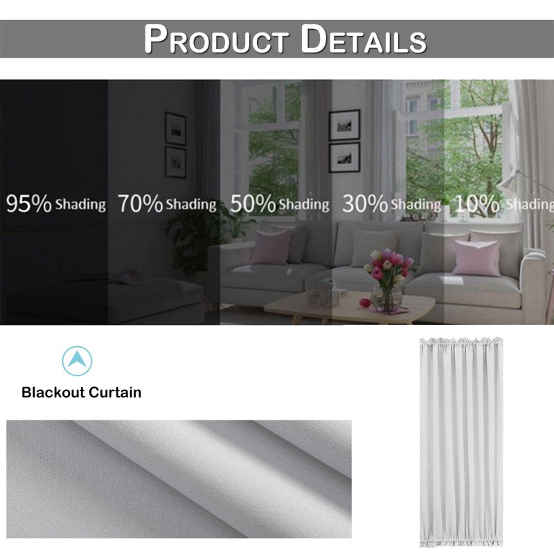 Blackout French Door Curtain - Insulated Privacy Door Drapery 52x40 Inches