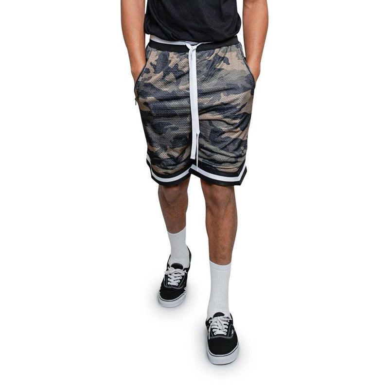 Men's Double Layer Mesh Basketball Shorts with Zippered Pockets - Breathable Athletic Wear