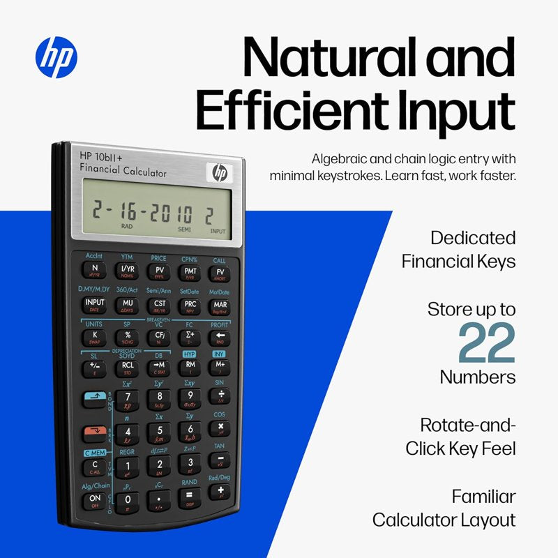 Financial Calculator with 100+ Functions for Business and Exams - HP 10bII+