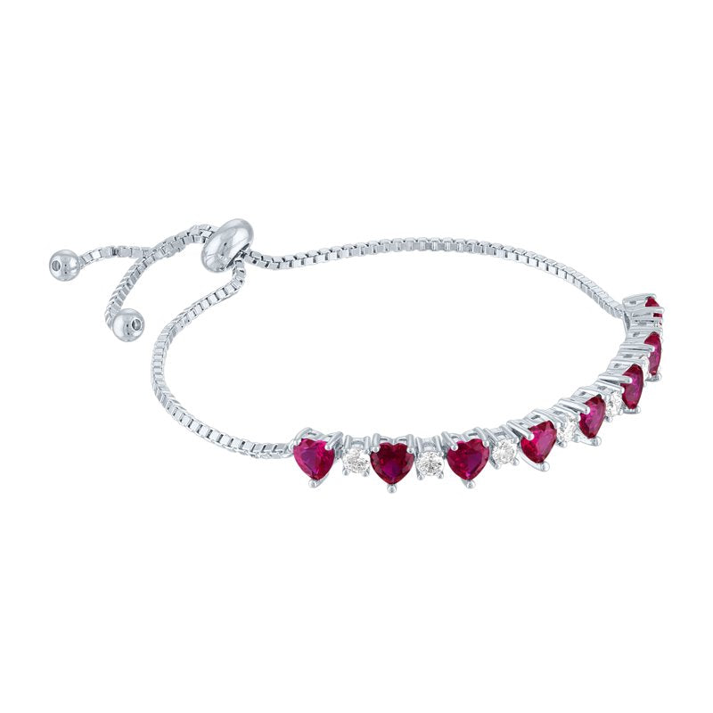 Sterling Silver Plated Simulated Ruby Bracelet for Women - Elegant Jewelry
