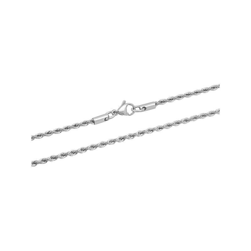 Men's Silver-Tone Stainless Steel Rope Chain Necklace 18-24 Inches
