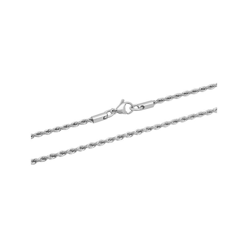 Men's Silver-Tone Stainless Steel Rope Chain Necklace 22 Inch