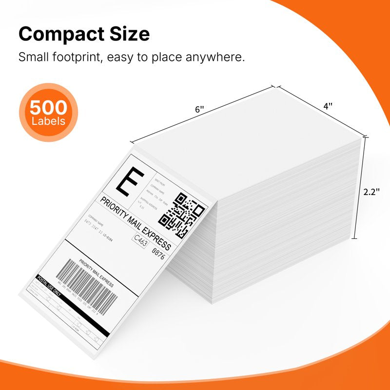 4x6 Shipping Labels - 500 Fanfold Thermal Address & Barcode Labels - Strong Adhesive