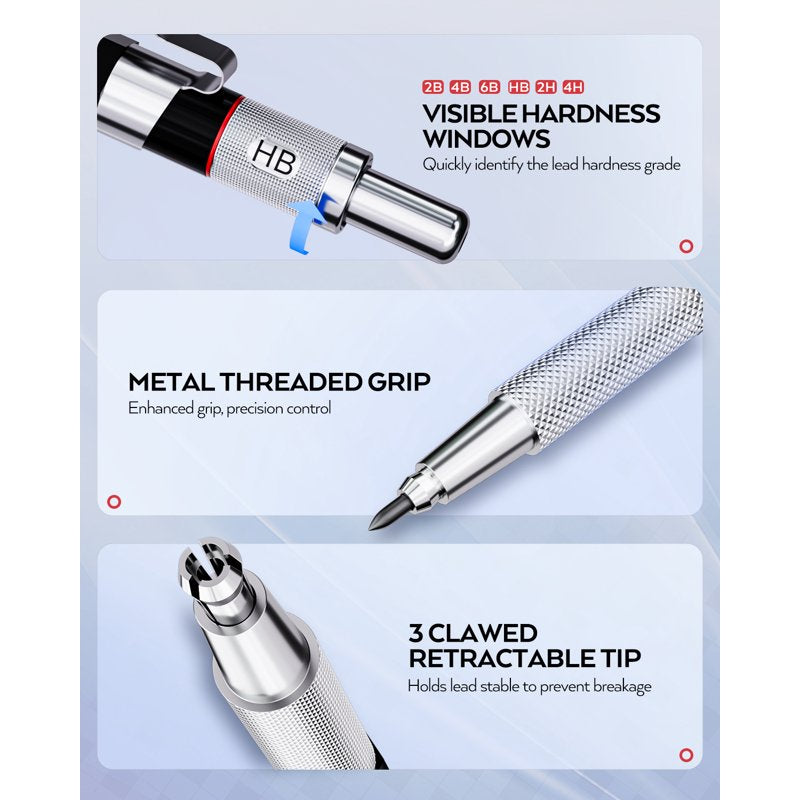 Mechanical Pencil Set for Artists and Professionals with 6 Pencils and Refill Leads