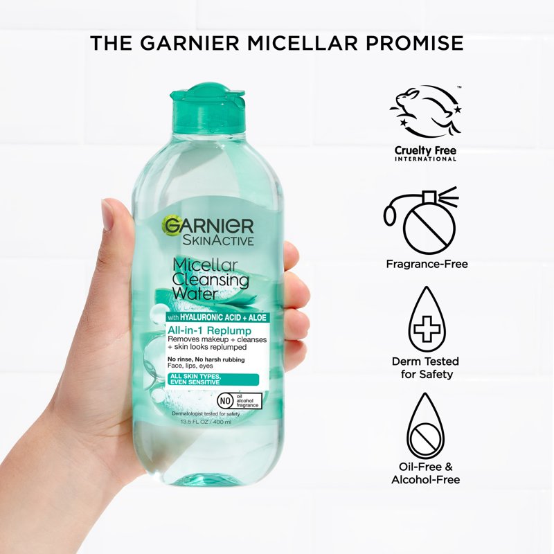 Micellar Cleansing Water with Hyaluronic Acid & Aloe - All Skin Types, 13.5 fl oz