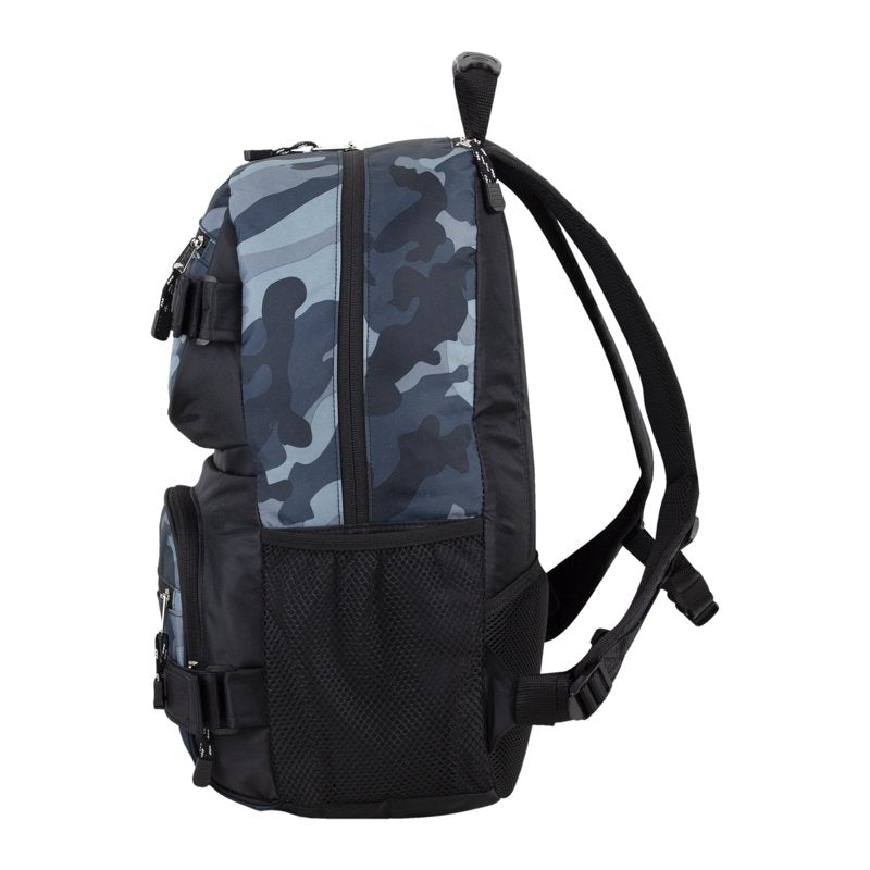 Unisex Dual Strap Skater Backpack with Laptop Compartment - Midnight Camo