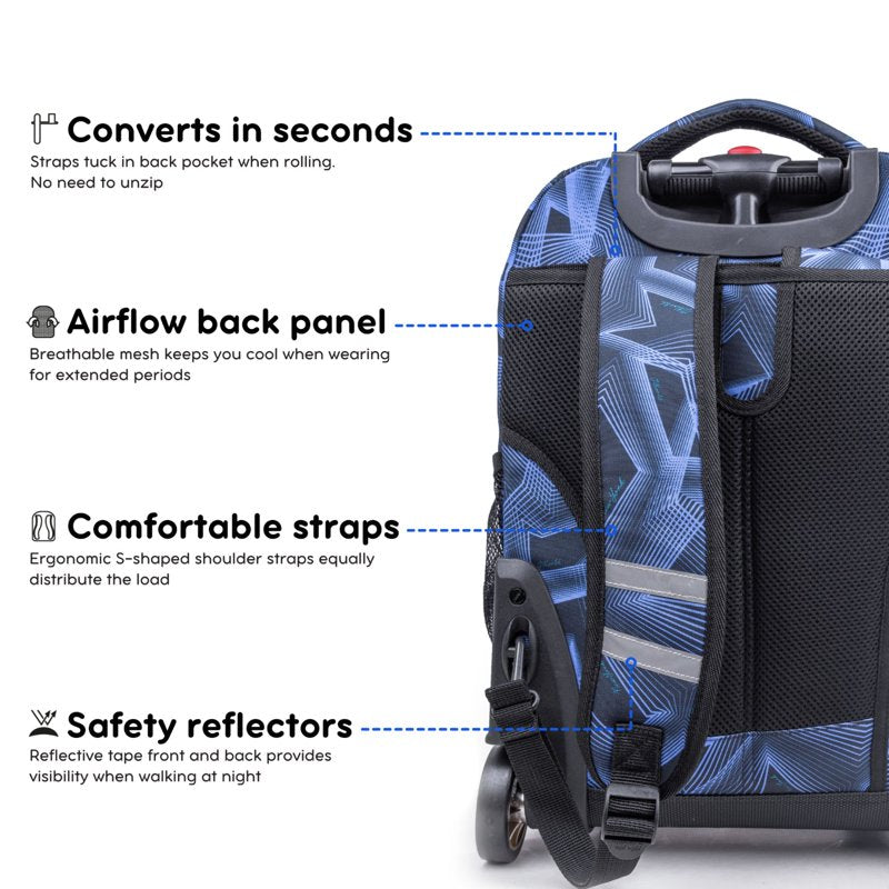 Kids & Adults Sunrise 18-Inch Rolling Backpack for School & Travel