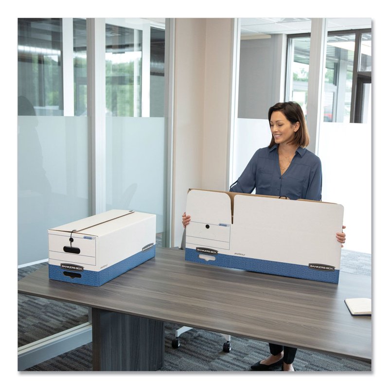 Medium-Duty Storage File Boxes - 12.25 x 16 x 11 Inches, White/Blue, 4 Pack