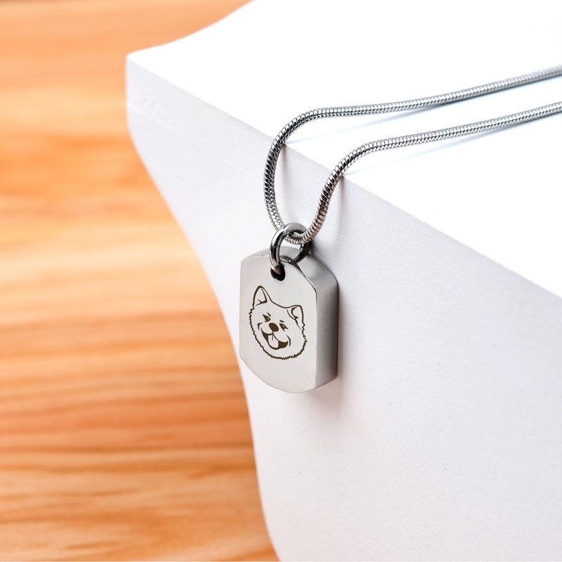 Pet Cremation Necklace for Ashes - Stainless Steel Dog Tag Memorial Jewelry