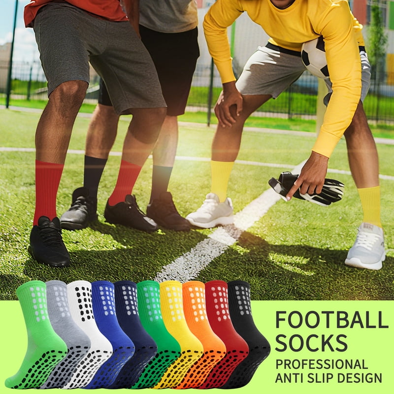 Men's Non Slip Grip Socks for Sports Gym Yoga and Dance - 10 Pairs, Size 9-11