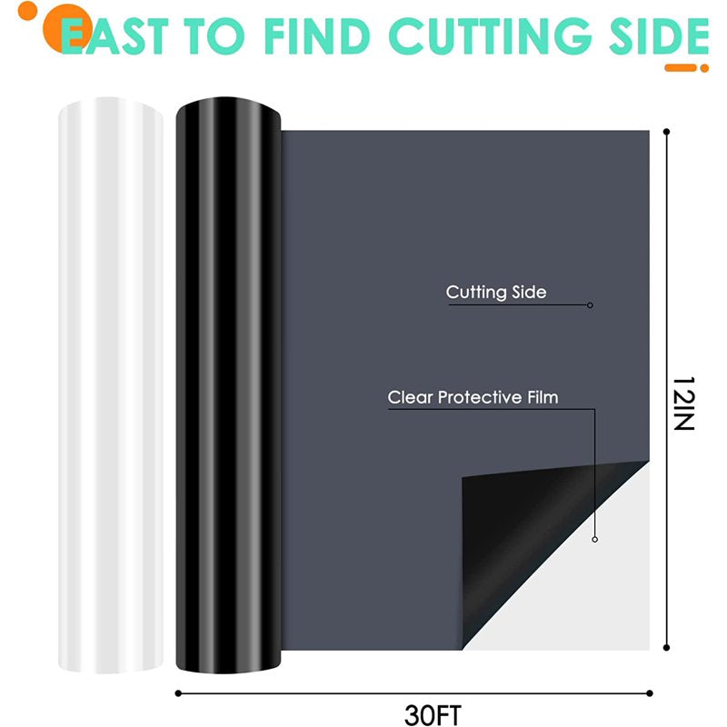 12 In x 30 Ft White Heat Transfer Vinyl Rolls for T-Shirts & Crafts