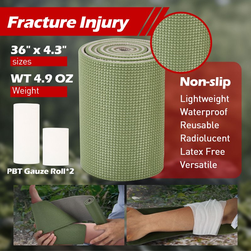 Emergency Trauma First Aid Kit with 36-Inch Splint & Israeli Bandage - Tactical Medical Supplies for Military & Survival