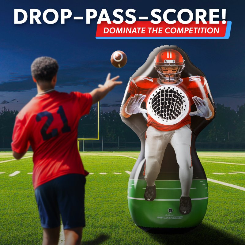 Inflatable Football Toss Game Set with Receiver and Scoreboard - Kids & Adults