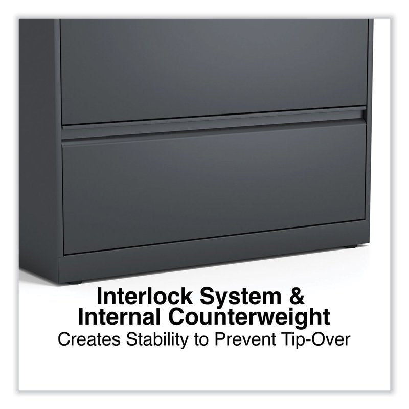 Alera 2-Drawer Lateral File Cabinet with Anti-Tip System - Charcoal, Black, Gray, Putty